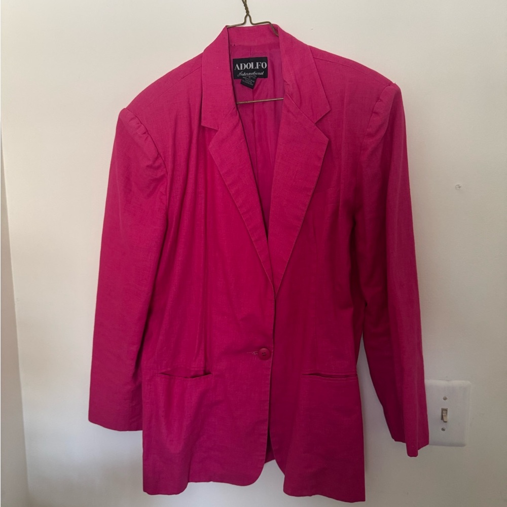 Vintage Adolfo International Hot Pink Blazer – Women’s Size 12, 80s/90s Statemen